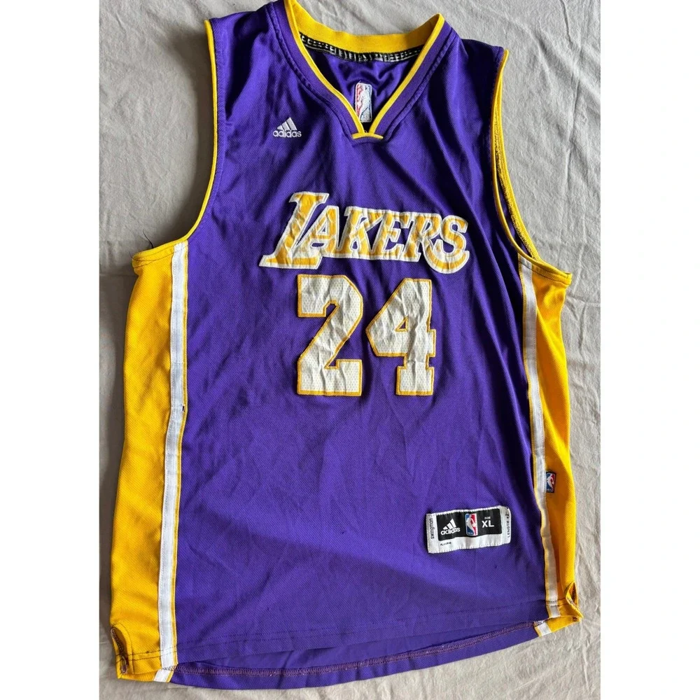 Adidas Kobe Bryant Los‎ Angeles Lakers Jersey Purple 24 Swingman Mens XL NBA